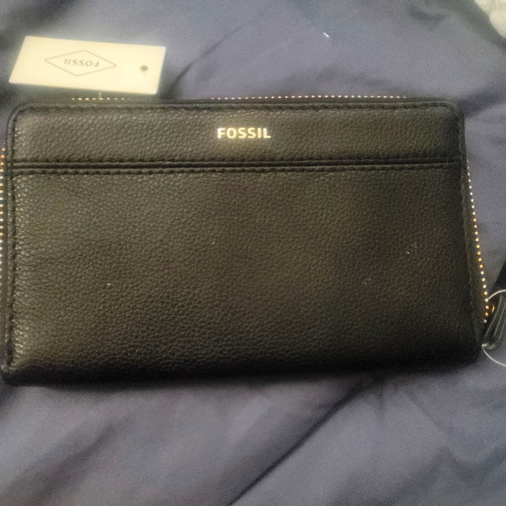 New Fossil Teagan Clutch Wallet Medium Black